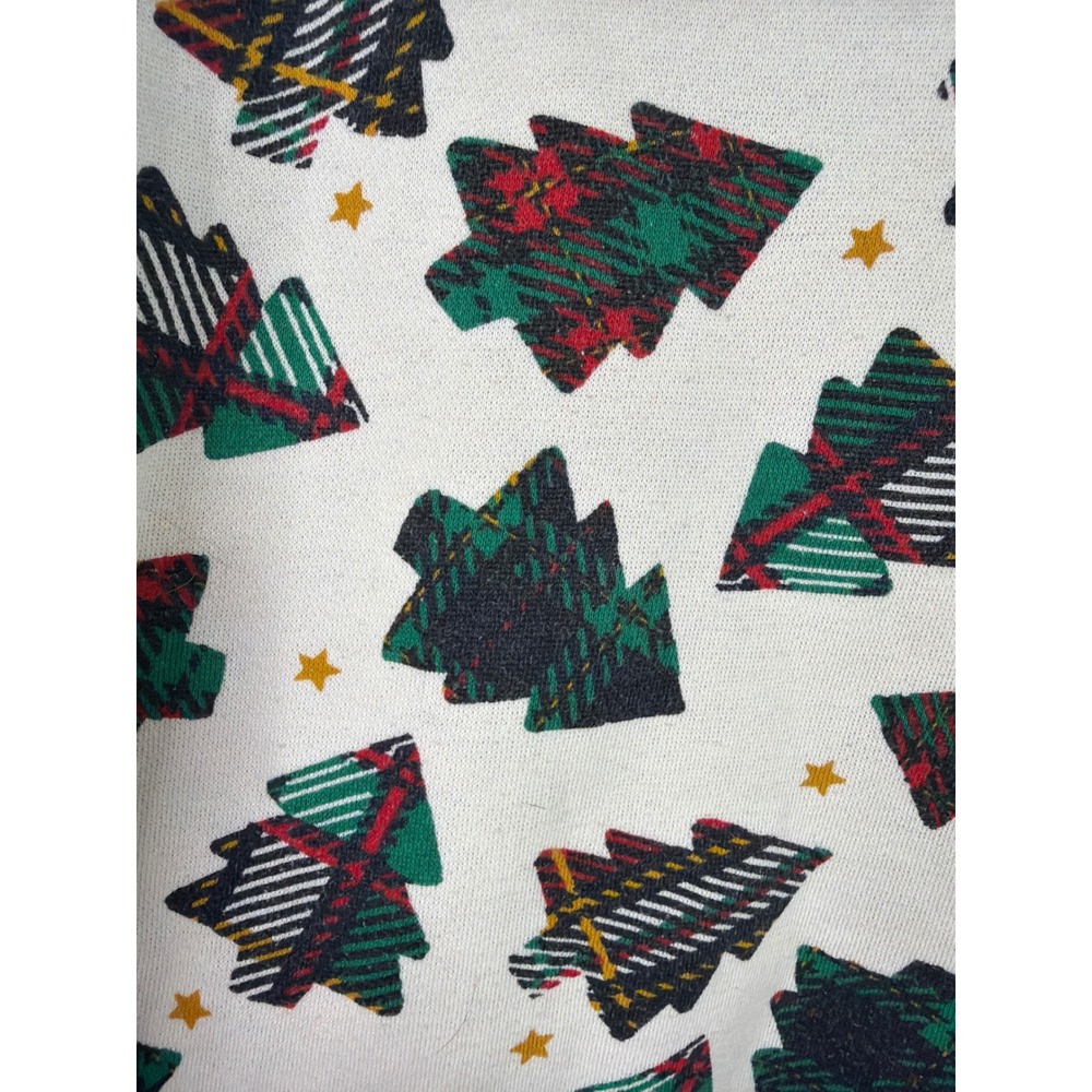 VTG 90s Bold Spirit Christmas Tree Sweatshirt Womens XL Cream Plaid Mock Neck - Picture 6 of 6